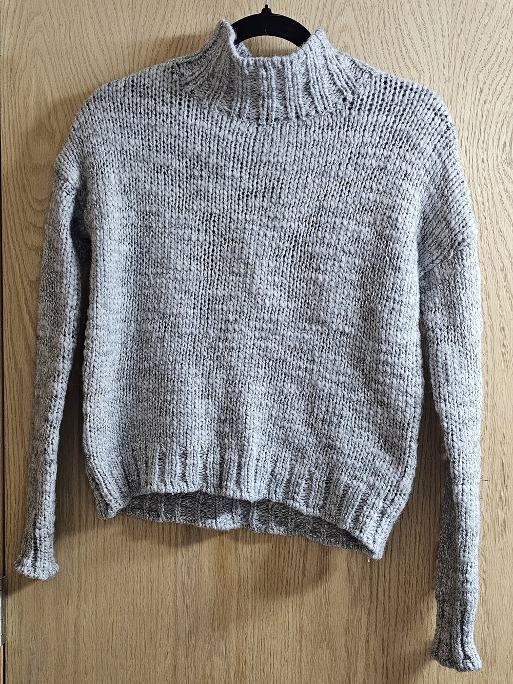 Relaxed Light Gray Cowl Neck Knit Sweater
